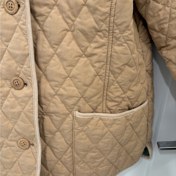 Vintage LL Bean Quilted Khaki Farmhouse Barn Coat Size Large - Picture 7 of 16